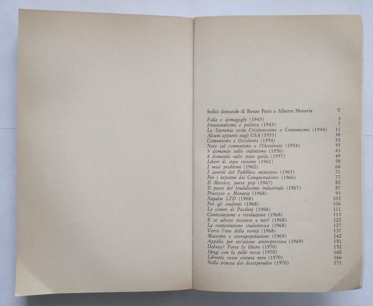 IMPEGNO CONTROVOGLIA di Alberto Moravia a cura Renzo Paris 1980 …