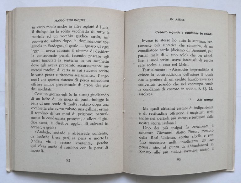 IN ASSISE di Mario Berlinguer 1945 Mondadori Libro ricordi vita …