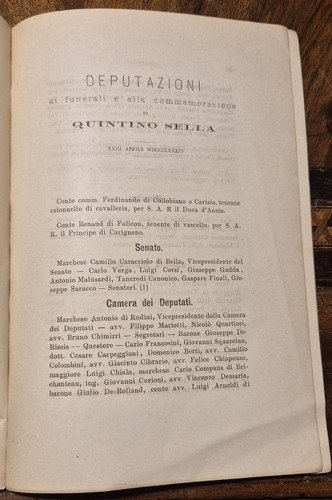 IN MEMORIA DI QUINTINO SELLA XXIII APRILE 1884 Biella Amosso …