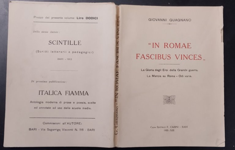 IN ROMAE FASCIBUS VINCES di Giovanni Guagnano 1935 Casini Libro … | Immagine Gallery 7