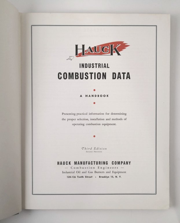 INDUSTRIAL COMBUSTION DATA a handbook 1953 Hauck libro operating combustion