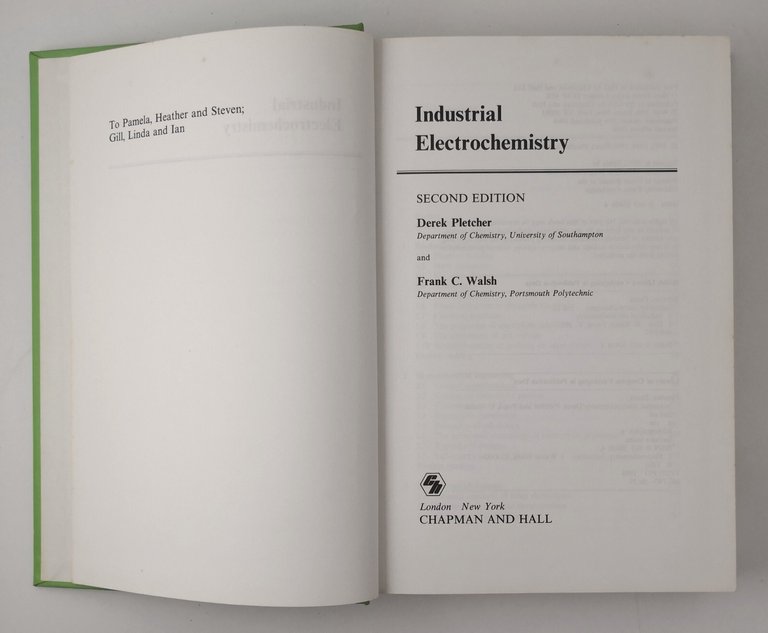 INDUSTRIAL ELECTROCHEMISTRY di Pletcher e Walsh 1990 Chapman Hall Libro …
