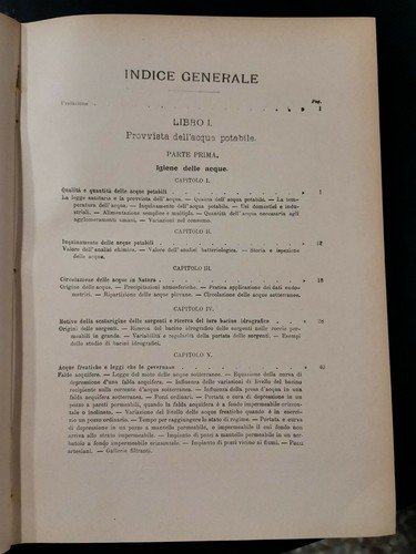 INGEGNERIA SANITARIA provvista dell’acqua di Donato Spataro 1909 Vallardi libro