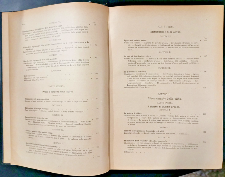 INGEGNERIA SANITARIA provvista dell’acqua di Donato Spataro 1909 Vallardi libro