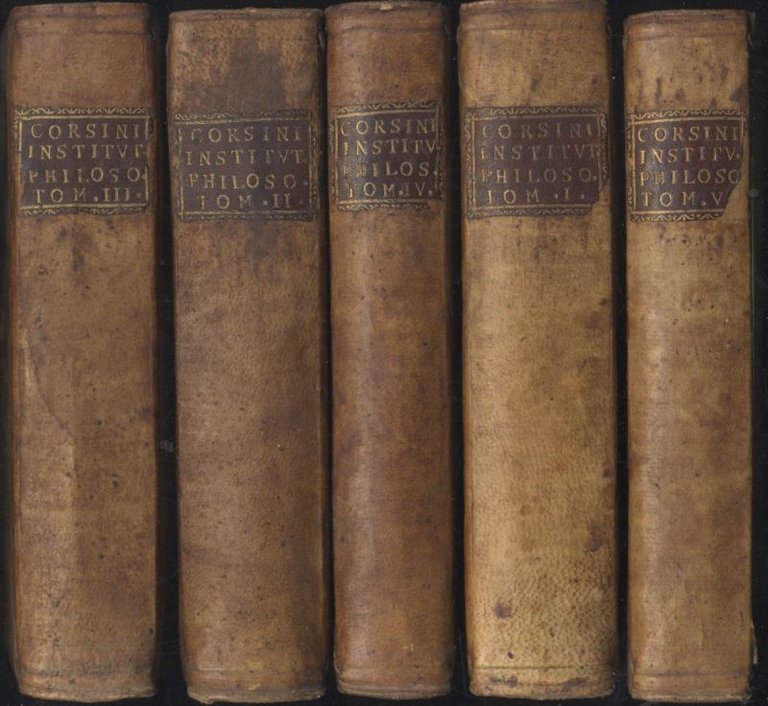 INSTITUTIONES PHILOSOPHICAE USUM SCHOLARUM PIARUM di Corsini 5 volumi 1751 …