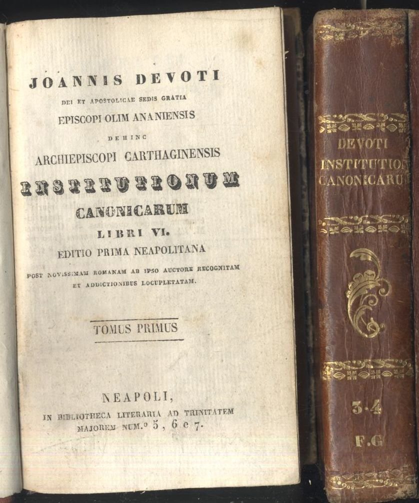 INSTITUTIONUM CANONICARUM LIBRI IV di Joannis Devoti 1838 completa libri …