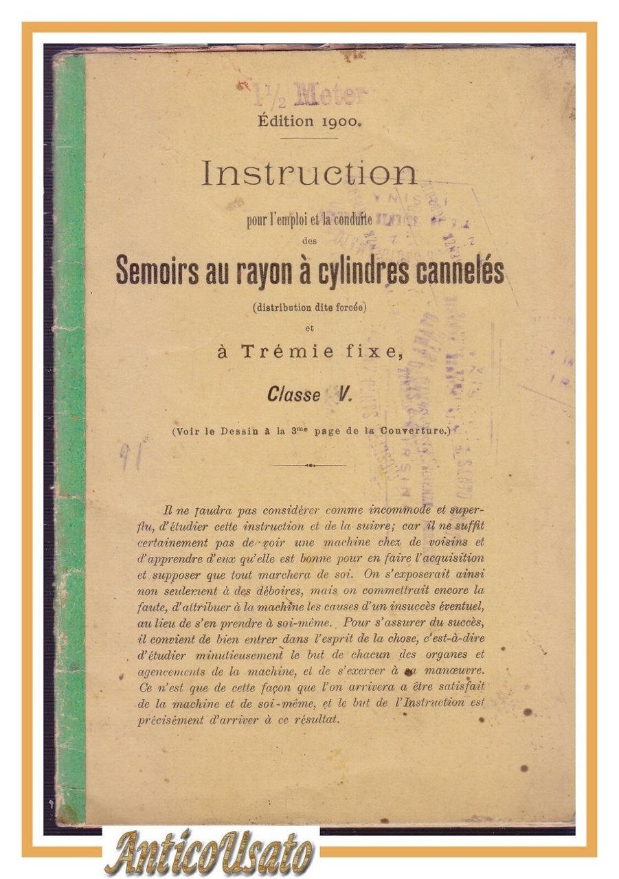 INSTRUCTION POUR L'EMPLOI ET LA CONDUITE DES SEMOIRS AU RAYON …