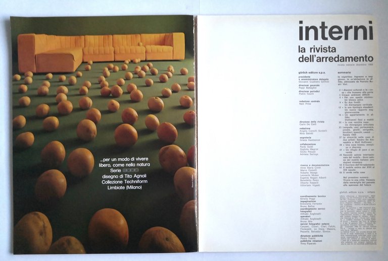 INTERNI la rivista mensile dell'arredamento dicembre 1969 Gorlich numero 36