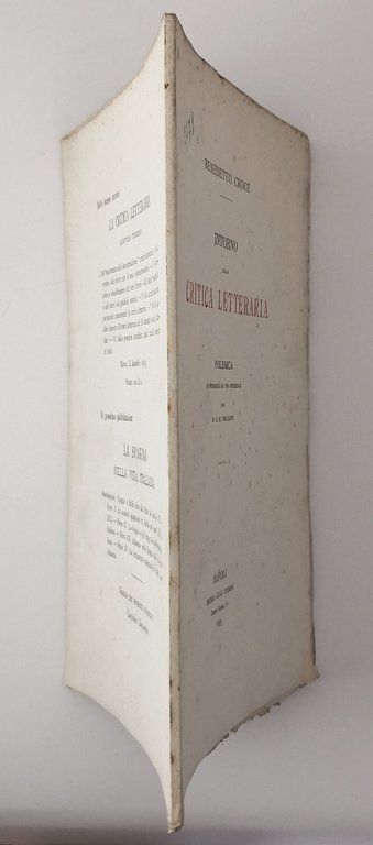 INTORNO ALLA CRITICA LETTERARIA polemica di Benedetto Croce 1895 Pierro …