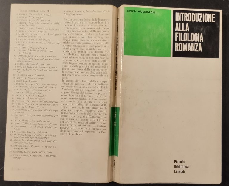 INTRODUZIONE ALLA FILOLOGIA ROMANZA di Erich Auerbach 1963 Einaudi Libro