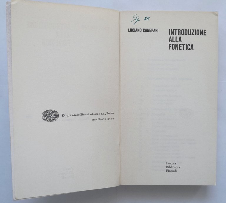 INTRODUZIONE ALLA FONETICA di Luciano Canepari 1988 Einaudi Libro biblioteca