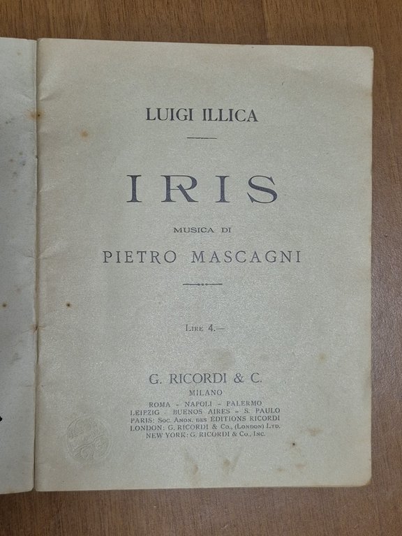 IRIS di Luigi Illica musica di Pietro Mascagni 1934 Ricordi … | Immagine Gallery 8