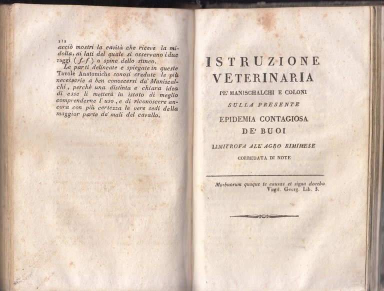 ISTITUZIONI DI MASCALCIA Francesco Bonsi 2 volumi 1824 Libro antico …