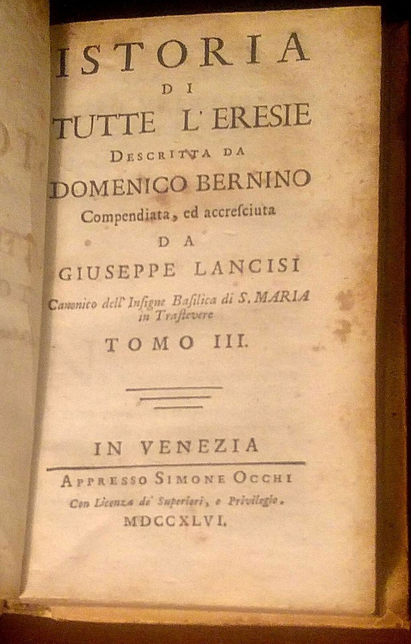 ISTORIA DI TUTTE LE ERESIE TOMO 3 999 1404 di …
