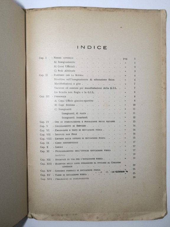 ISTRUZIONI SUI SERVIZI DI EDUCAZIONE FISICA Gioventù italiana del Littorio …