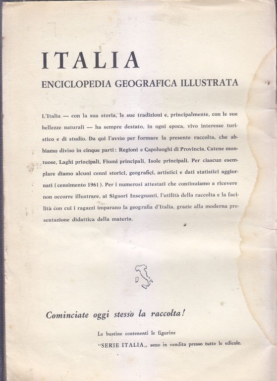 ITALIA Album Enciclopedia Geografica Illustrata con 144 figurine su 175 …