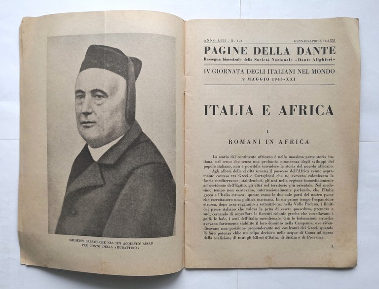 ITALIA E AFRICA rivista società nazionale Dante Alighieri 1943 Italiani …