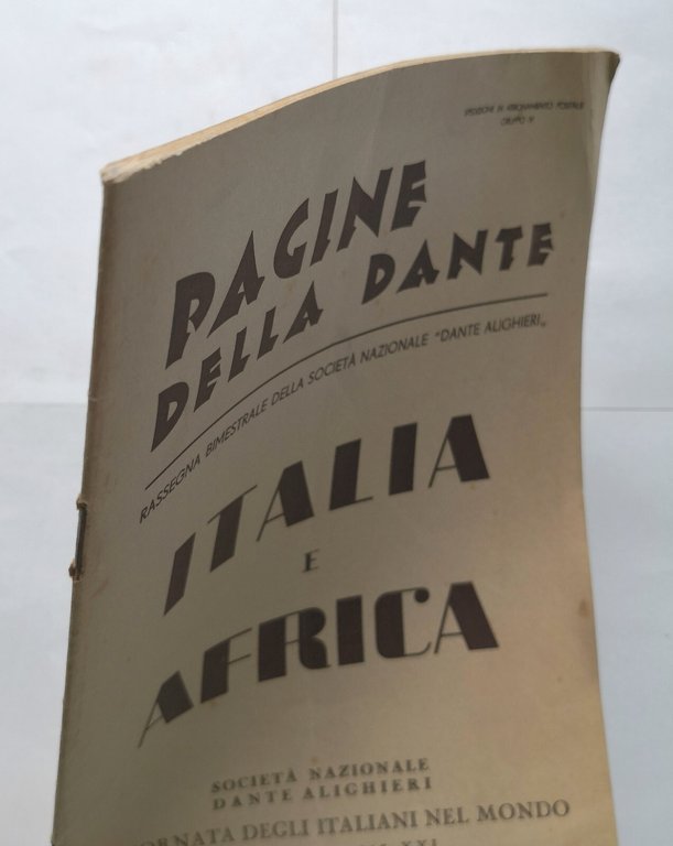ITALIA E AFRICA rivista società nazionale Dante Alighieri 1943 Italiani …