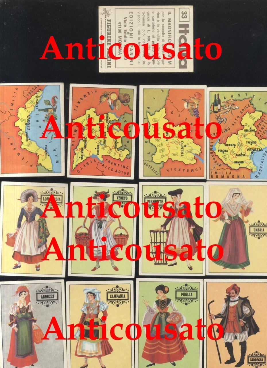 ITALIA il magnifico ALBUM Panini 25 figurine Regioni e costumi …
