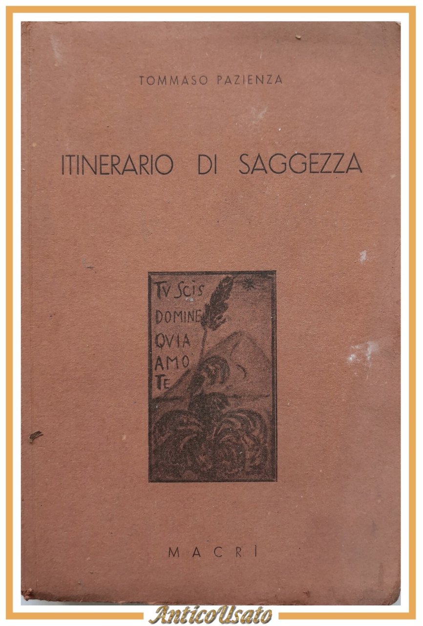 ITINERARIO DI SAGGEZZA Tommaso Pazienza 1938 Luigi Macri Libro