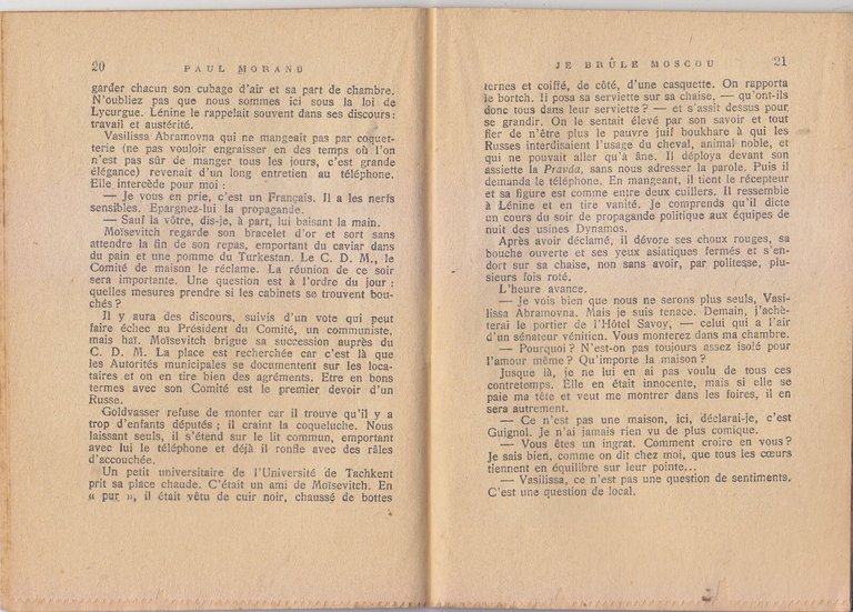 JE BRULE MOSCOU di Paul Morand 1934 Flammarion Libro une …