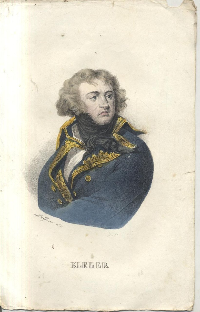 JEAN BAPTISTE KLEBER litografia DOLFINO acquerello metà 800 ORIGINALE antica