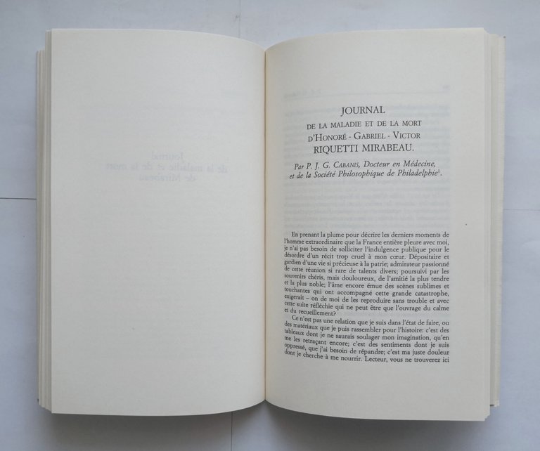 JOURNAL DE LA MALADIE ET DE LA MORT DE MIRABEAU …