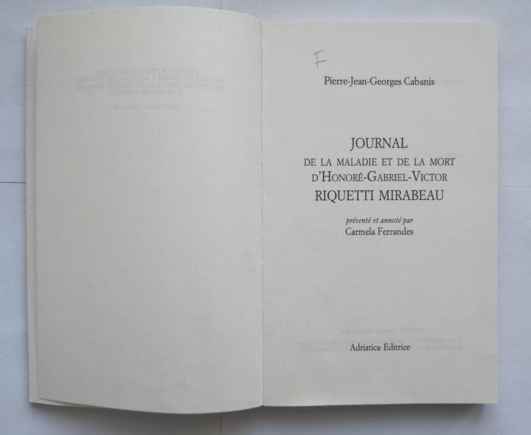JOURNAL DE LA MALADIE ET DE LA MORT DE MIRABEAU …