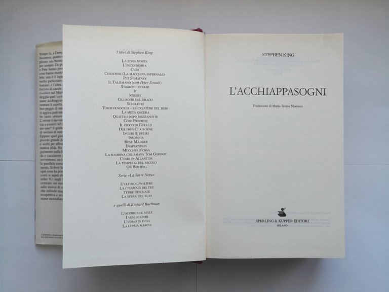 L'ACCHIAPPASOGNI romanzo di Stephen King 2001 Sperling and Kupfer Libro …
