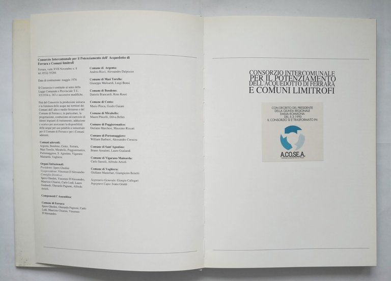 L'ACQUA FERRARA IERI OGGI DOMANI 1990 libro consorzio intercomunale