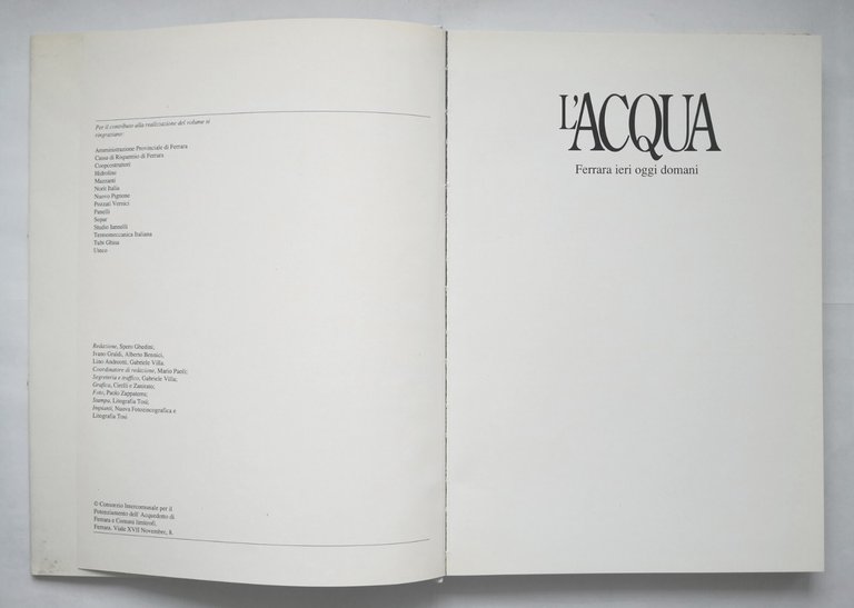 L'ACQUA FERRARA IERI OGGI DOMANI 1990 libro consorzio intercomunale