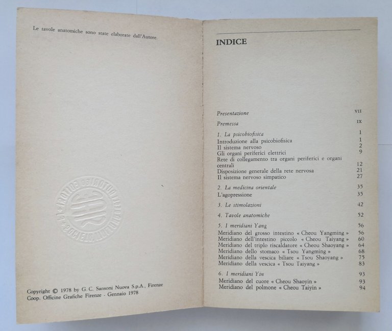L'AGOPRESSIONE CINESE di Fiorino Cangelli 1978 Sansoni Libro medicina tradizione