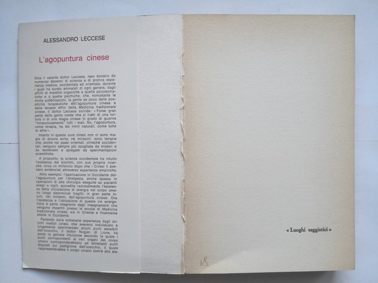 L'AGOPUNTURA CINESE di Alessandro Leccese 1982 Todariana Libro terapia medicina