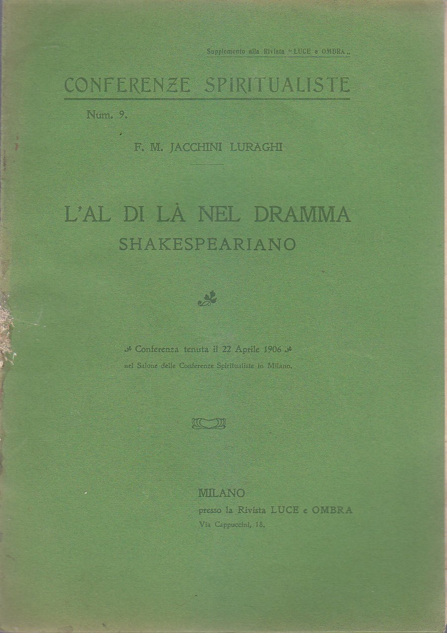 L’Aldilà Nel Dramma Shakespeariano Di Jacchini Luraghi 1906 Luce e …