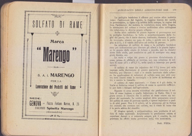 L'ALMANACCO DEGLI AGRICOLTORI 1926 la rivista agricola editrice libro vintage