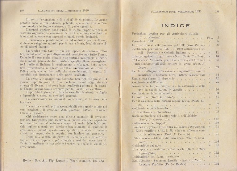 L'ALMANACCO DEGLI AGRICOLTORI 1930 la rivista agricola editrice libro vintage