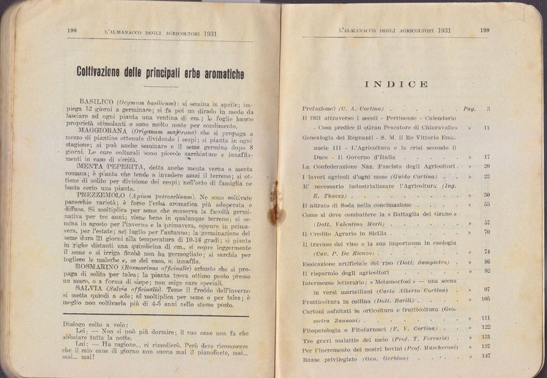 L'ALMANACCO DEGLI AGRICOLTORI 1931 la rivista agricola editrice libro vintage