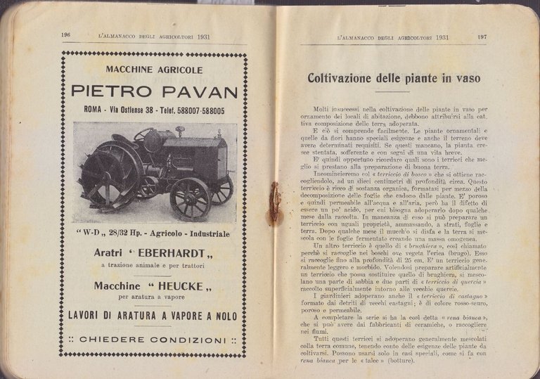 L'ALMANACCO DEGLI AGRICOLTORI 1931 la rivista agricola editrice libro vintage