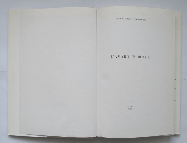 L'AMARO IN BOCCA di Francesco Candura 1984 Aurora Edizioni Libro …