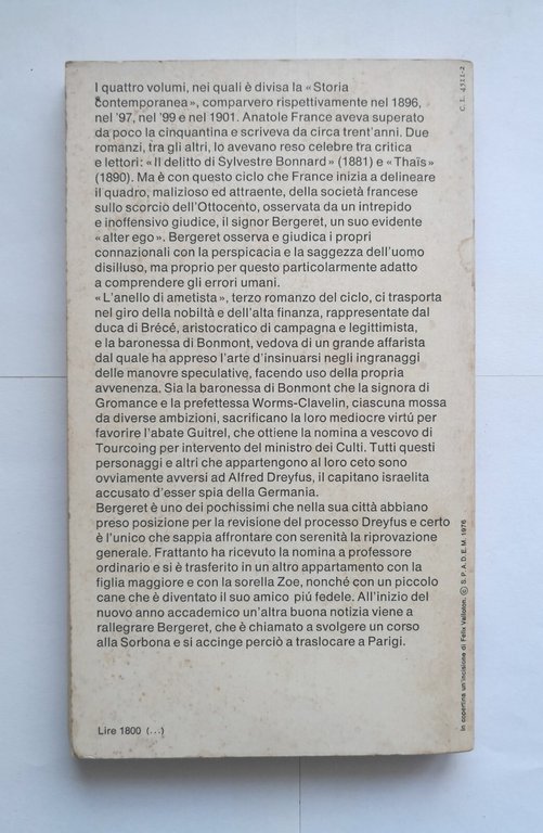 L'ANELLO DI AMETISTA Anatole France 1976 Einaudi gli struzzi libro …