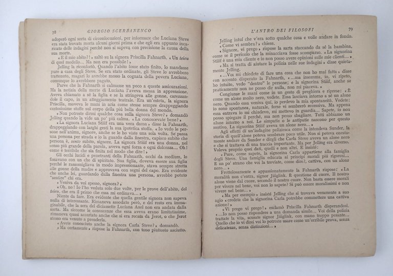 L'ANTRO DEI FILOSOFI di Giorgio Scerbanenco 1942 Mondadori Libro Romanzo …