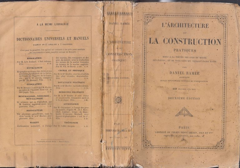 L'ARCHITECTURE ET LA CONSTRUCTION PRATIQUES di Daniel Ramee 1871 Libro …