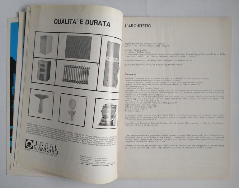L'ARCHITETTO anno 13 Numero 11 - 12 1968 rivista Consiglio …