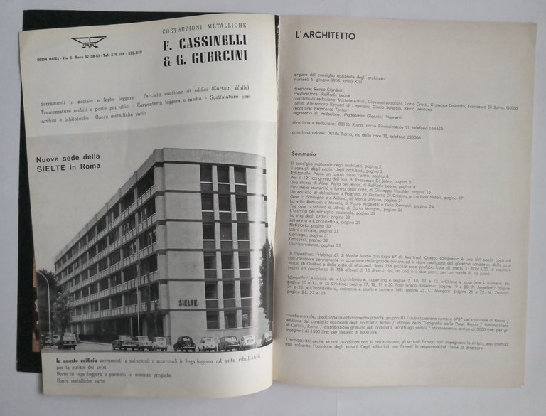 L'ARCHITETTO Anno 13 Numero 6 giugno 1968 Rivista Consiglio Nazionale …