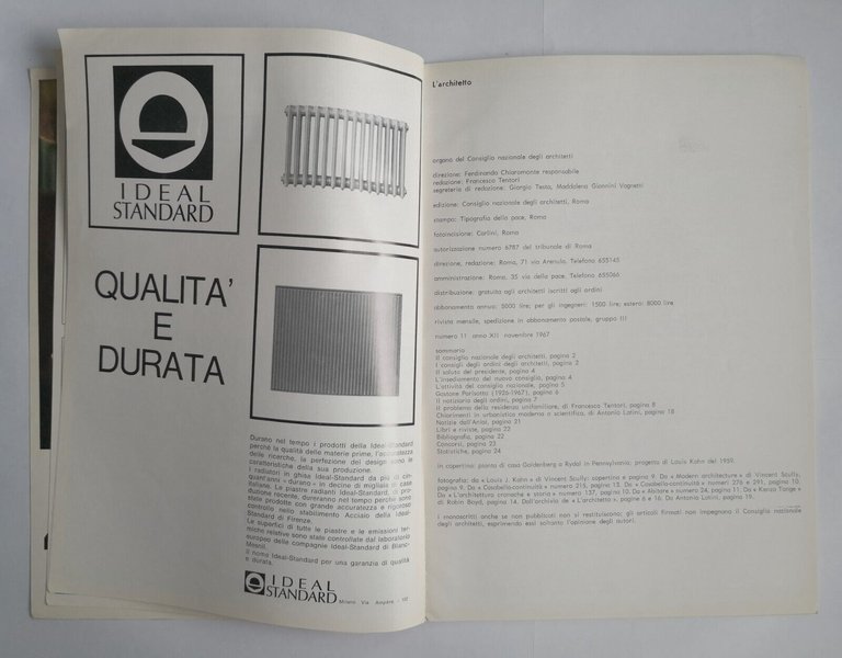 L'ARCHITETTO Numero 11 novem 1967 Rivista Organo Consiglio Nazionale Architetti