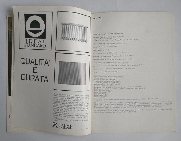 L'ARCHITETTO Numero 11 novem 1967 Rivista Organo Consiglio Nazionale Architetti