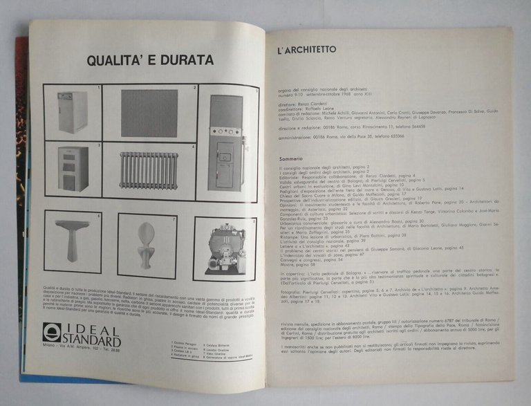 L'ARCHITETTO Numero 9 10 1968 Rivista Organo Consiglio Nazionale Architetti