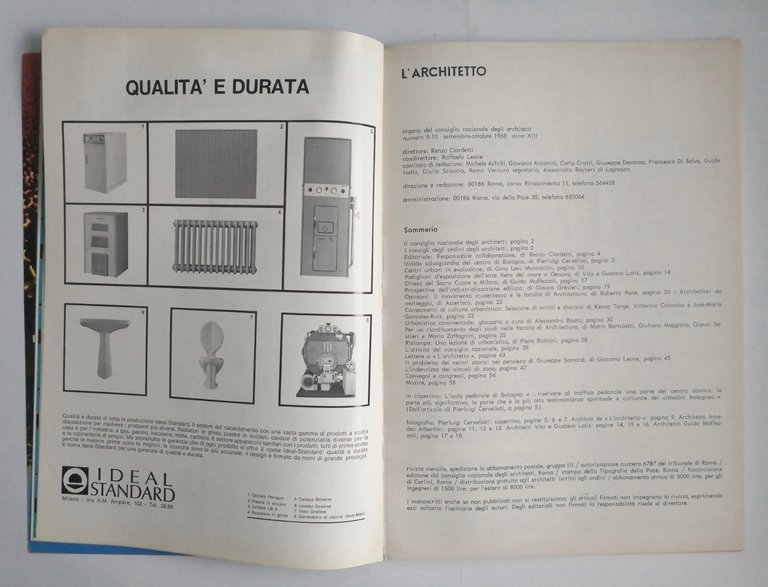 L'ARCHITETTO Numero 9 10 1968 Rivista Organo Consiglio Nazionale Architetti