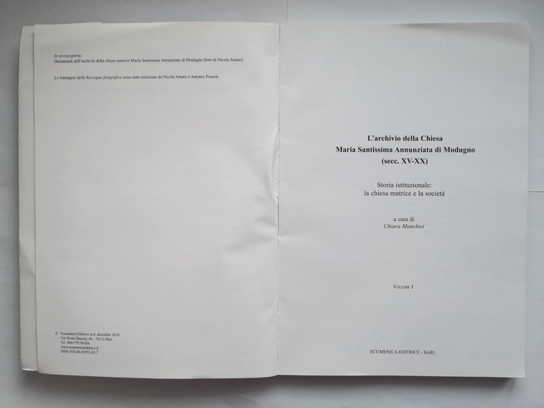 L'ARCHIVIO DELLA CHIESA MARIA SANTISSIMA ANNUNZIATA DI MODUGNO volume I …