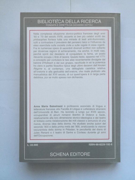 L'ARTE DI TACERE soprattutto in materia religione di Dinouart 2000 …